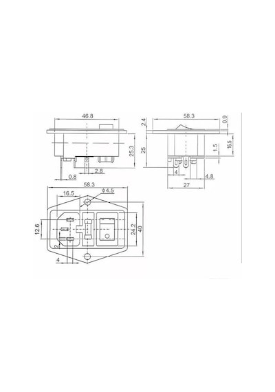 Ic-214 Bilgisayar Power Soket Erkek Anahtarlı + Fuseli Kulaklı 5 Adet