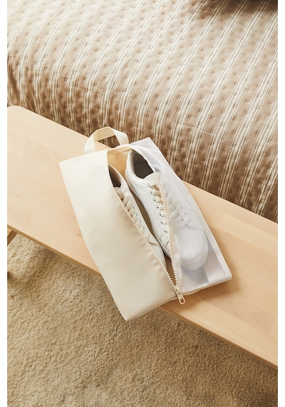 Ocean Home Textile 2'li Bej Renk Fileli Oxford Kumaş Ayakkabı Düzenleyici Taşıma Çantası Seti 22 X 40 X 9 Cm