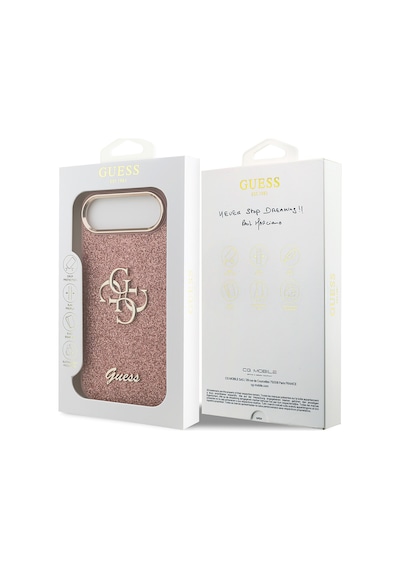 Apple Uyumlu iPhone 17 Air Kılıf Guess Lisanslı 4g Büyük Metal Kamera Çerçeveli Ve Logolu Glitter Kapak Pembe