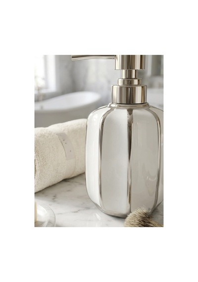 Porselen Sıvı Sabunluk - Lüks Banyo Ve Mutfak Sabunluk - 350 Ml Beyaz - 887962492 Beyaz