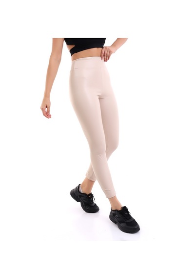 Winmoda34 Içi Kürklü Deri Tayt Ekru