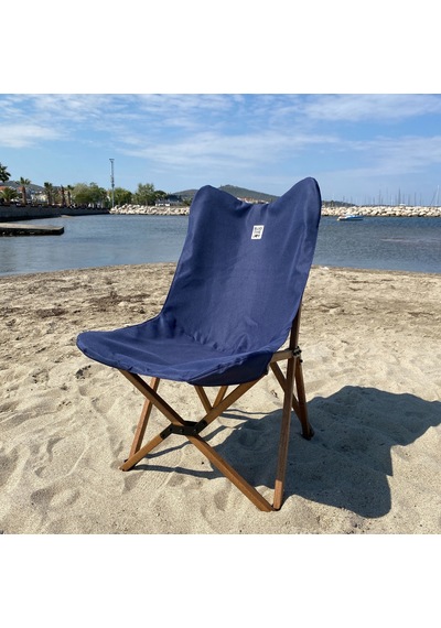Bag The Joy Ahşap Kahverengi İskelet - Lacivert Kılıf Sandalye Lacivert