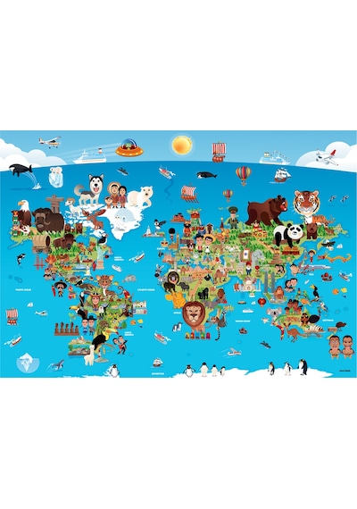 Anatolian 260 Parça xl Puzzle - Karikatür Dünya Haritası 3338