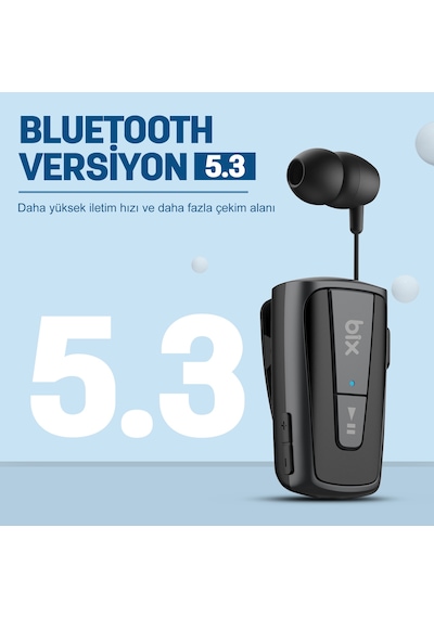 Bix Soundcraft TW7 Makaralı Çekilebilir Klipsli Bt 5.3 Kulaklık