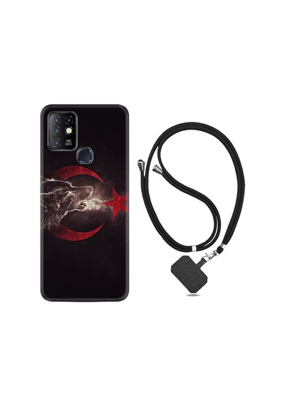 Infinix Hot 10 Kılıf Boyun Askılı Kurt Ve Ay Yıldız 1403