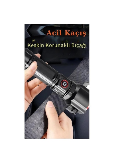 Gold Silver Gs-3400 Tg Ledli Usb Şarj İle Çok Fonksiyonlu Fener Siyah