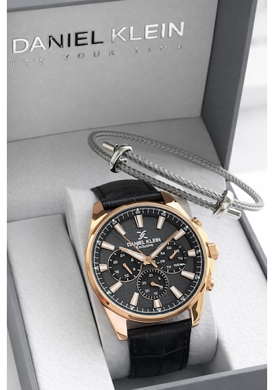 Daniel Klein Deri Kordon İç Kadran Fonksiyonları Aktif 3 Atm Suya Dayanıklı Erkek Kol Saati E14239-5 Rose Gold