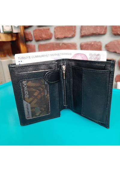 Gvnbag Hakiki Deri Erkek Bozuk Para Gözlü Siyah Cüzdan Gvn-0114 Siyah