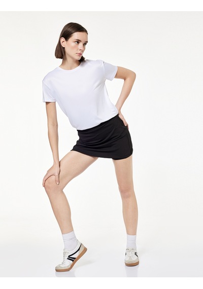 Koton Kısa Kollu Bisiklet Yaka Basic Spor Tişört Beyaz 7wak10041nk