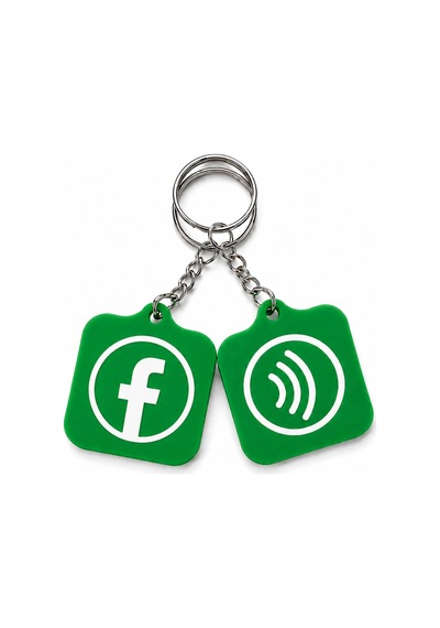 Sosyal Medya İkonlu Kişiselleştirilebilir Nfc Anahtarlık Yeşil
