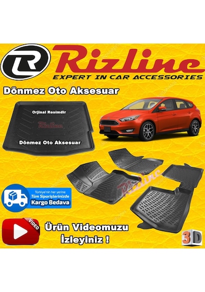 Focus 4 3D Paspas+Bagaj Havuzu Siyah Hb 2015-2018 Arası Rizline N11.13502