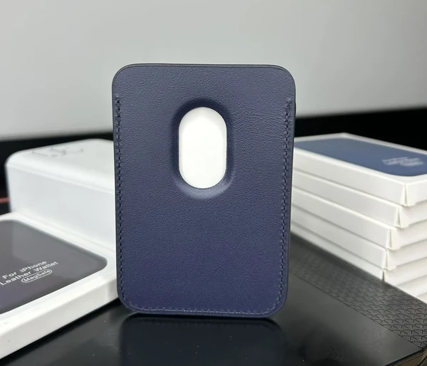 Magsafe Deri Cüzdan Kartlık Tüm Modellerle Uyumlu - Bordo Lacivert