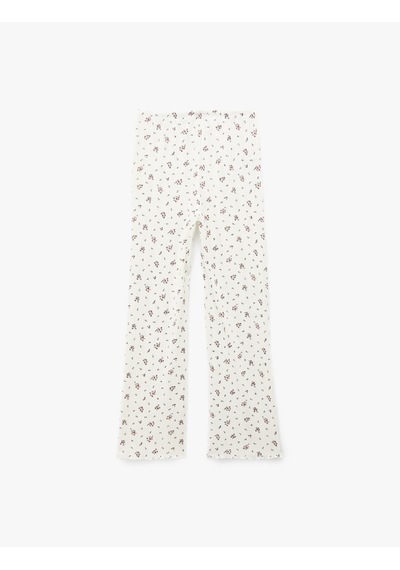 Koton Beli Lastikli Slim Fit Çiçek Desenli Pijama Altı Ekru Desenli 6slk40070mk Ekru Desenli Koton Beli Lastikli Slim Fit Çiçek Desenli Pijama Altı Ekru Desenli 6slk40070mk Ekru Desenli