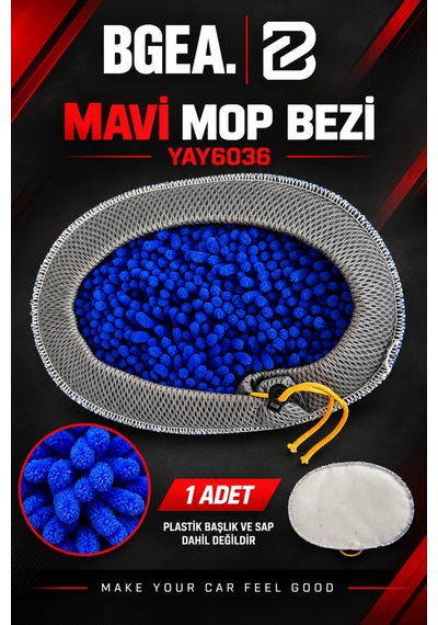 Bgea Mavi Şönil Dokulu Yedek Mop Bezi İpli Sabitlemeli 1 Adet