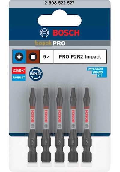 Bosch Pro Impact P2r2 55 Mm Yıldız-kare Bits Uç 5'li 2608522527
