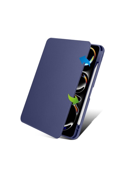 Apple Uyumlu iPad  Pro 11 2025 M5 Kılıf Mkst Termik Kalem Bölmeli Dönebilen Standlı Kılıf - Pembe Tablet Kılıfı