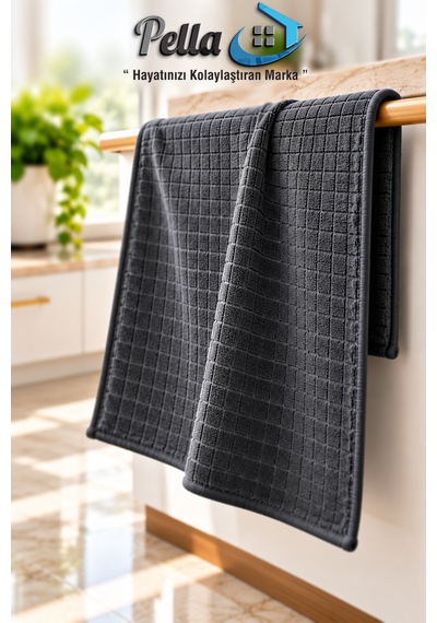 Premium Kareli Yer Bezi 50x70 Cm Büyük Boy Yüksek Emici 1 Adet Gri