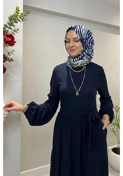 Rabia Şamlı Asil Lacivert Elbise Lacivert