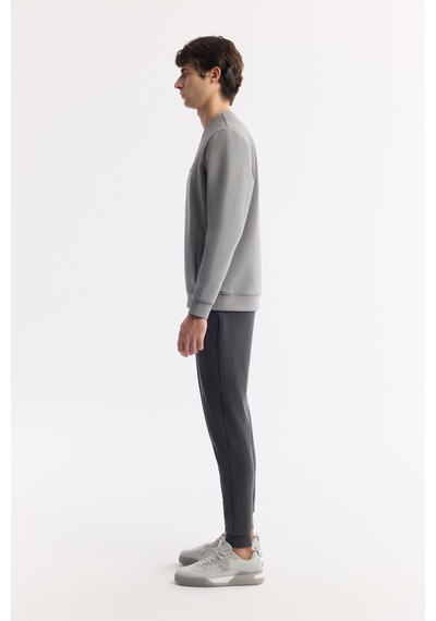 Avva Erkek Gri Bisiklet Yaka Baskılı Bi-stretch İnterlok Regular Fit Sweatshirt A51y1208