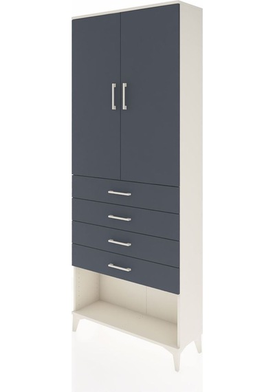 Arges Dolap 3 Raflı 4 Çekmeceli 2 Kapaklı 88x30x221 Aytaşı-antrasit Aytası