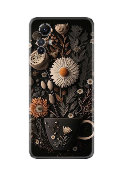 Xiaomi Redmi Note 12s Kılıf Boutique Baskılı Resimli Kahve Çiçek Pcode -095
