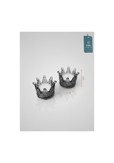 Chacha Home Luxury Royal Crown Mumluk Ve Tealight Mum Tutucu 1 Adet Gri