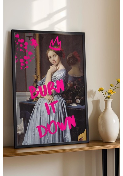 Louis De Broglie Çerçeveli Tablo Burn It Down Kadın Girişimciler İçin Motivasyon Hediyesi Altered Art