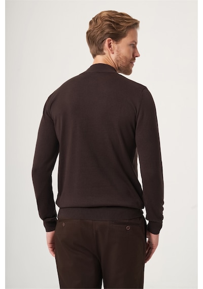 İmza Kahverengi Balıkçı Yaka Uzun Kol Örme Comfort Fit Pamuklu Kazak 1012265155 K.kahve-s.kahve