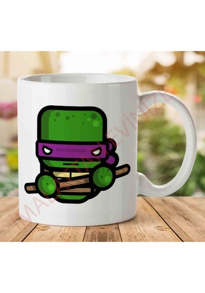 Simpler Donatello Teenage Mutant Ninja Turtles Iki Tarafı Baskılı Kupa Bardak Çok Renkli