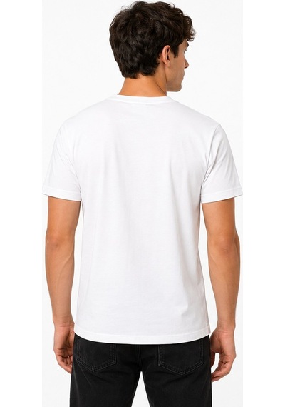 Tommy Life Erkek Beyaz Bisiklet Yaka Tshirt T17er-88445