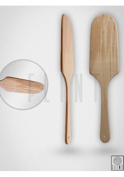 Gürgen Ağacı El Yapımı Tahta Ahşap Spatula Mutfak Yemek Servis Kaşığı Çevirgeç 37 Cm 0