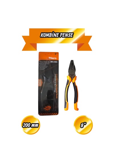 200 Mm Kombine Pense 8'' Turuncu İzoleli