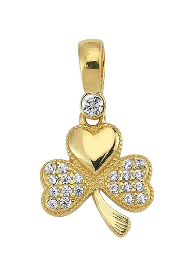 Goldkupe 14 Ayar Altın Taşlı Yonca Kolye Ucu 0,93 Gr-3341
