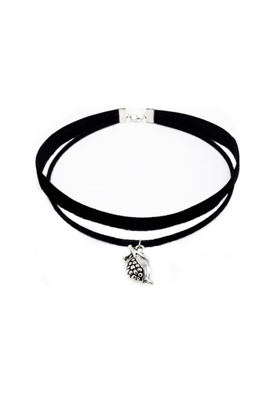 Gümüş Renk Nar Kadife -süet Choker Kolye Renkli