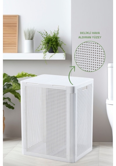 Smartduo İki Bölmeli Çamaşır Sepeti 84lt. Beyaz