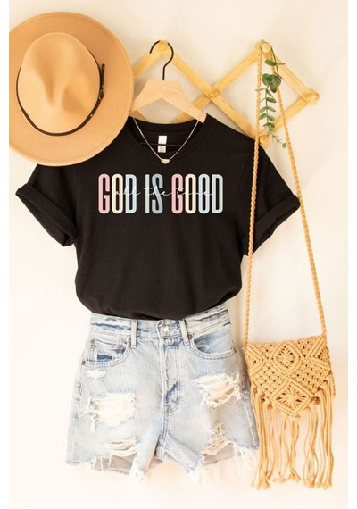 Medinenur God İs Good Baskılı Unisex Tshirt Siyah