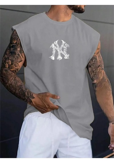 Altamira Erkek Ny Baskılı Oversize Kolsuz T-shirt 001