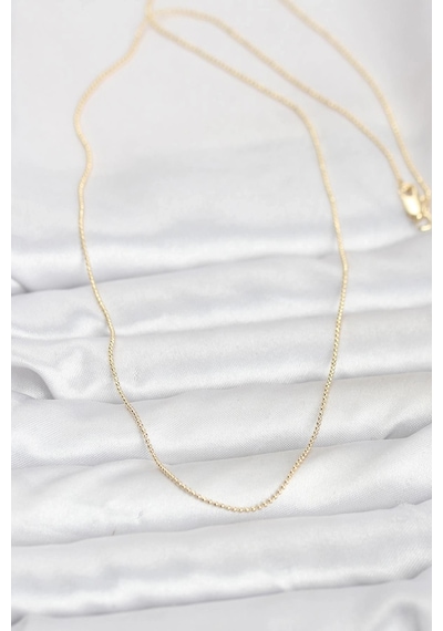 Ceylan Adam Cm 14k Gold Renk İnce Top Zincirli 60 Cm Kadın Kolye Çok Renkli