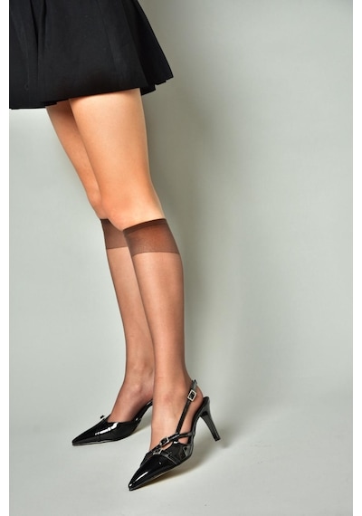 Fox Shoes S654071908 Siyah Rugan Kısa Topuklu Kadın Ayakkabı Siyah