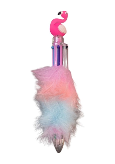 6 Renkli Flamingo Peluş Tükenmez Kalem Çok Renkli