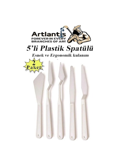 Plastik Spatül 5 Li Set Resim Ve Heykel Plastik Spatula Esnek Plastik Palet Bıçağı 2 Paket