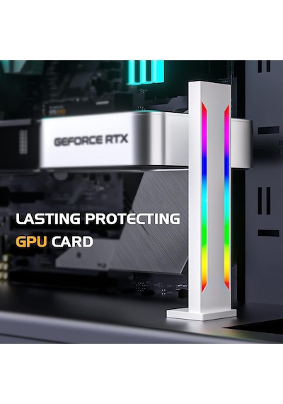 Beyaz Rgb Grafik Kartı Gpu Destek Braketi, Tek Yuvalı Kartlar, 5v 3pın Argb Led'li Destek Ekran Kartı Tutucu Braketi,