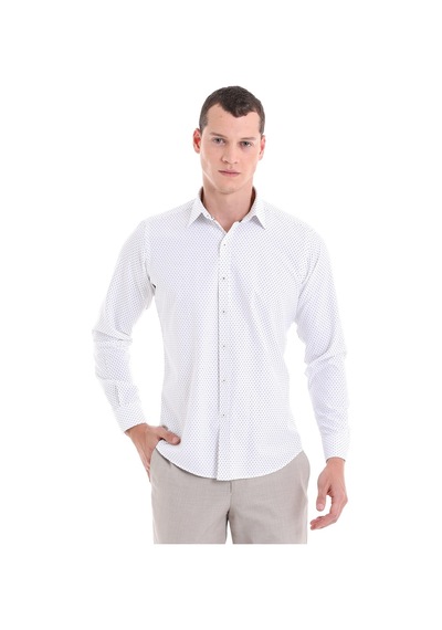 Hatemoğlu Yeşil Slim Fit Baskılı Pamuklu Uzun Kollu Klasik Gömlek Yeşil