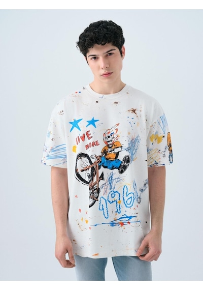 Loft Lf2038509 Erkek Kısa Kollu T-shirt Beyaz