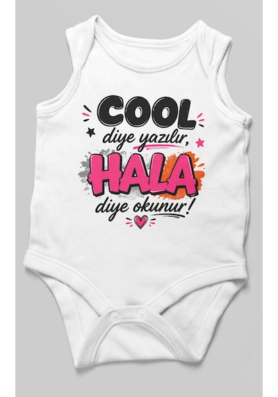 Morivokids Cool Diye Yazılır Hala Diye Okunur Sıfır Kol Bebek Body %100 Pamuk Beyaz