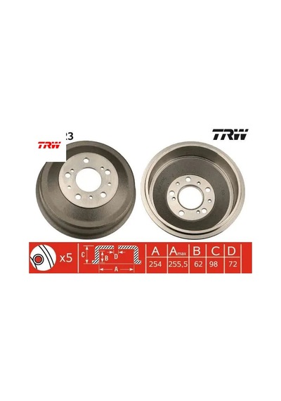 Arka Fren Kampanası Ducato-boxer-jumper 82-06 10q-14q-18q 254x98 Trw 1313675080/ 4247.22/ 4449694