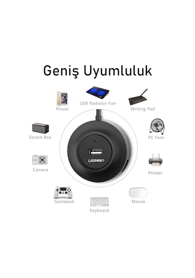 Ugreen 20277 4 Portlu USB 2.0 Çoklayıcı Hub Siyah