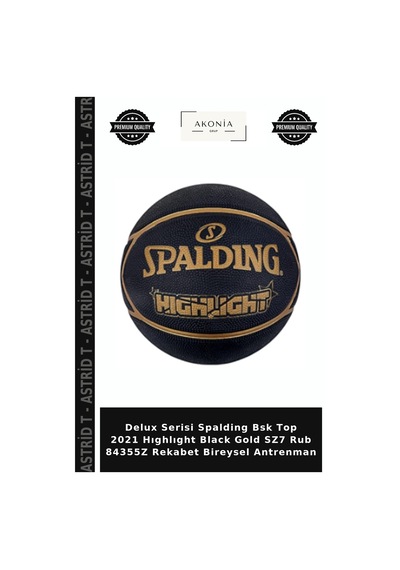 Delux Serisi Spalding Bsk Top 2021 Hıghlıght Black Gold Sz7 Rub 84355z Rekabet Bireysel Antrenman Gold - Siyah