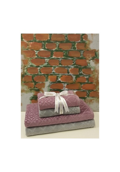 Tile Banyo Havlu Seti - Gri Mürdüm