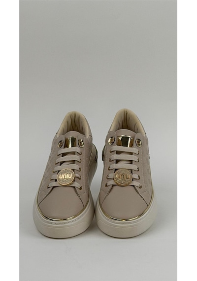 Ses 2629 Kadın Baskılı Taş Detaylı Günlük Sneaker Ayakkabı Bej Siyah